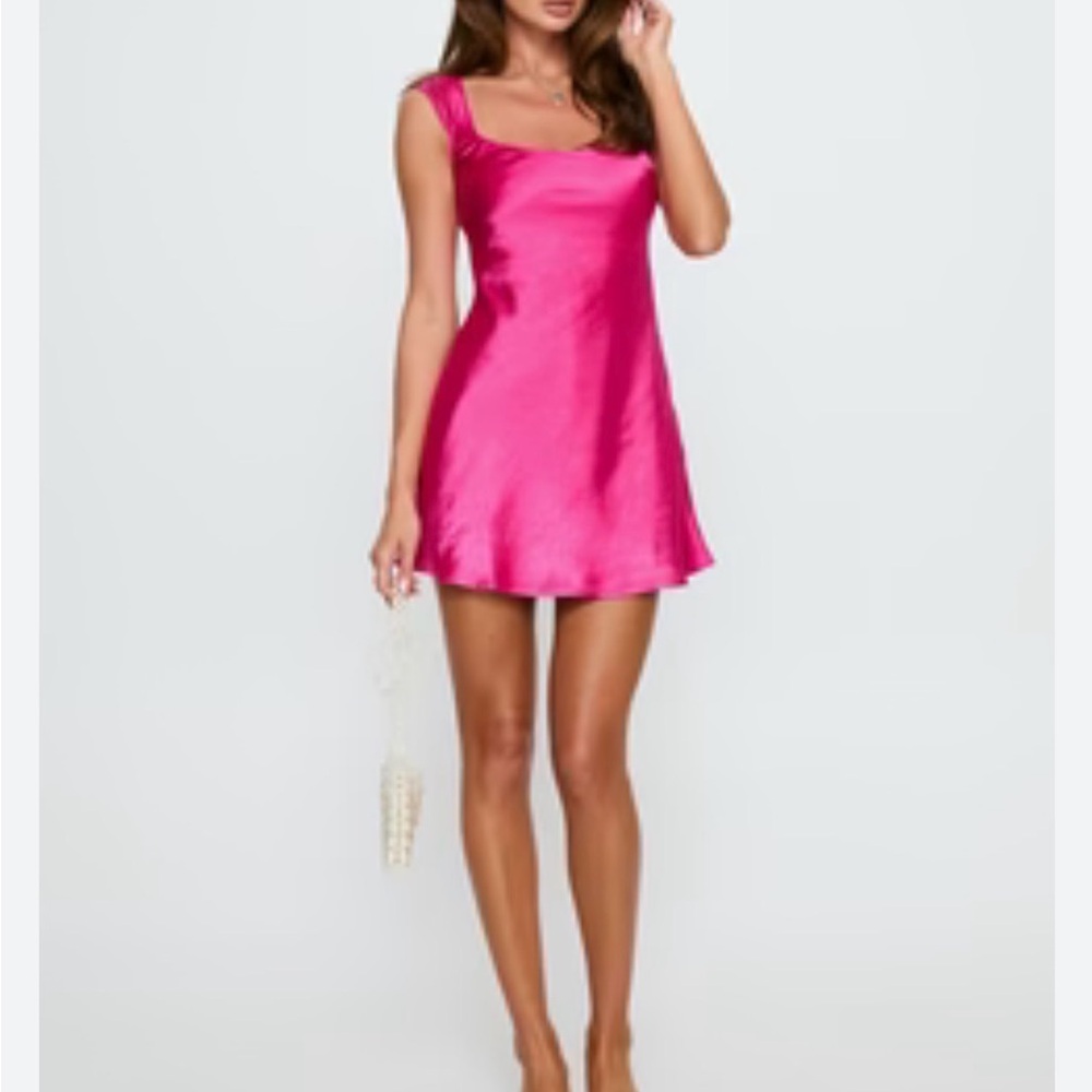LUSH hot Pink Satin Mini Dress